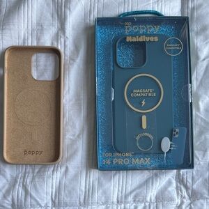 Maldives MagSafe Compatible Case for iPhone 14 Pro Max - Blue and Tan